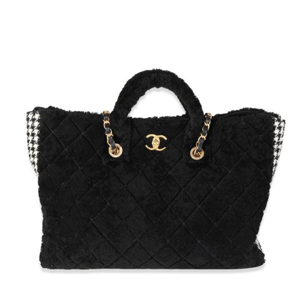 119900 fv 1157fb0f 781f 4382 b12d dbfdf86913cd Chanel Black Shearling Houndstooth Boucle Shopper Tote