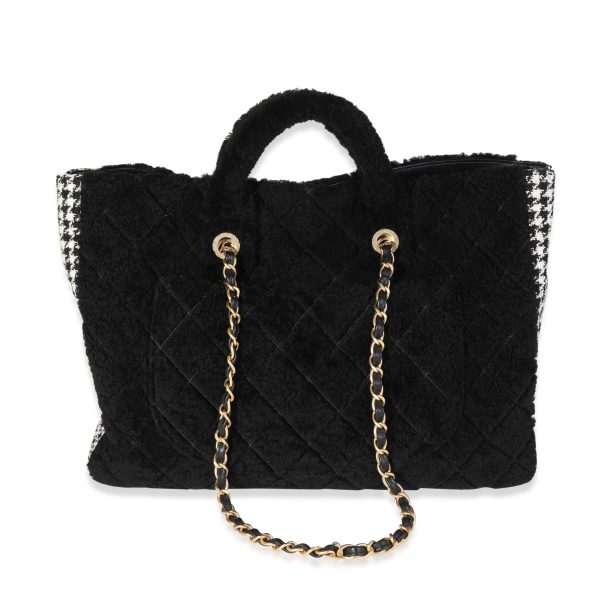 119900 pv 01ba0dc8 1277 478d 916b 551db90f73a8 Chanel Black Shearling Houndstooth Boucle Shopper Tote