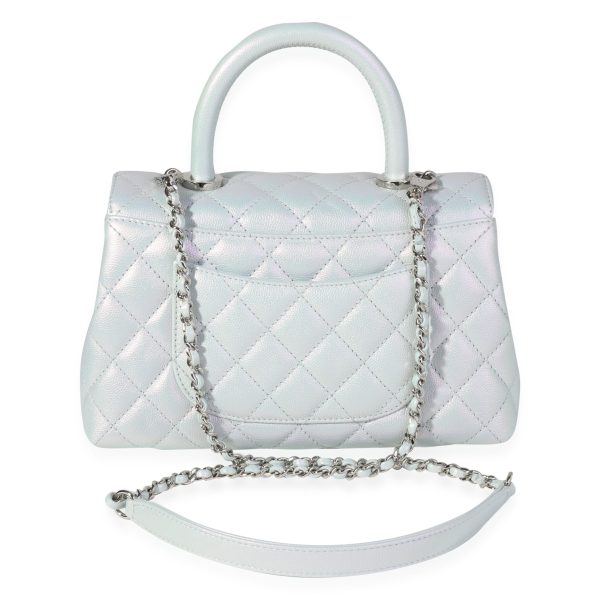 119941 pv 9fb2319c b18f 4806 be69 619dd2a09b0e Chanel Iridescent Blue Quilted Caviar Mini Coco Top Handle Flap Bag