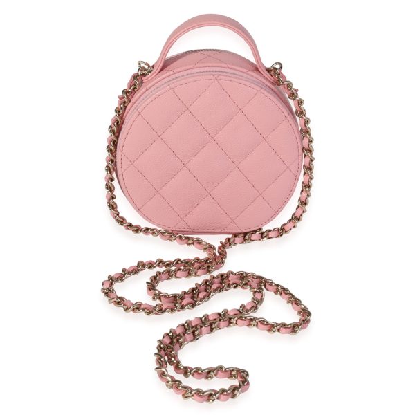 119987 pv Chanel Pink Quilted Caviar Handle With Care Vanity Crossbody