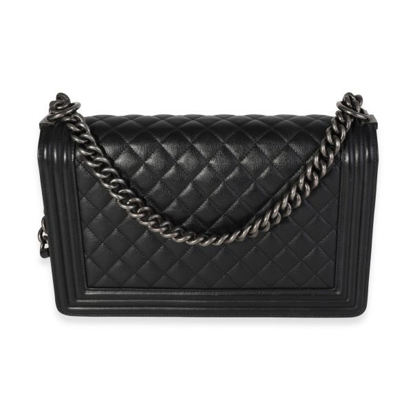 119996 bv Chanel Black Quilted Calfskin Medium Boy Bag