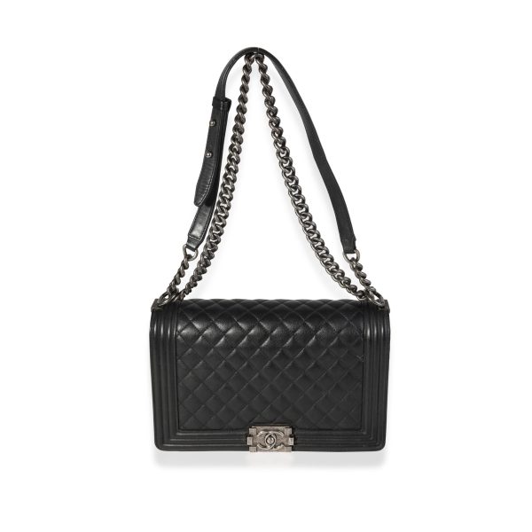 119996 pv Chanel Black Quilted Calfskin Medium Boy Bag