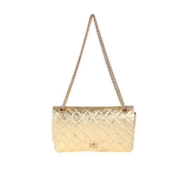 120003 bv 5bc02134 4d9d 4256 bda3 e2bb9e2fb91b Chanel Metallic Gold Quilted Calfskin Reissue 255 226 Double Flap Bag