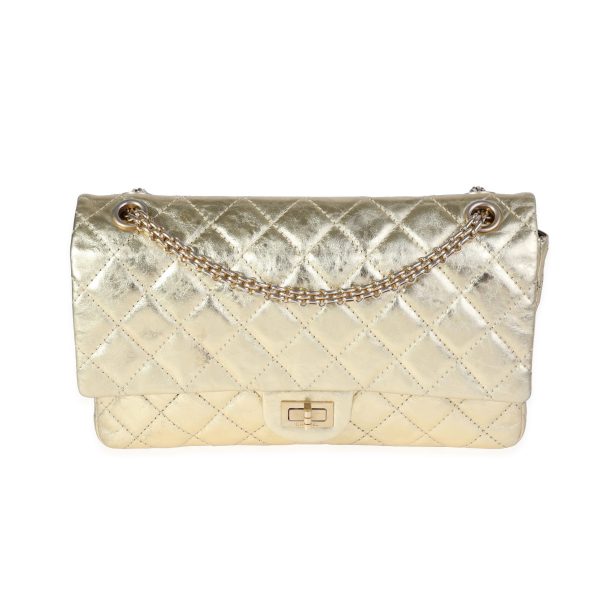 120003 fv 090c9cbf 15c6 4fb0 a8e8 b360d29914bf Chanel Metallic Gold Quilted Calfskin Reissue 255 226 Double Flap Bag