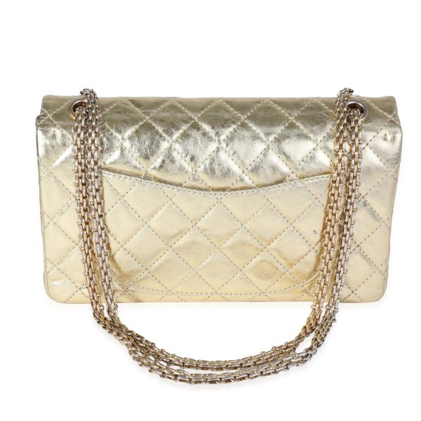 120003 pv 7155c5bc 0c1c 4c55 8647 427145dc4d7b Chanel Metallic Gold Quilted Calfskin Reissue 255 226 Double Flap Bag