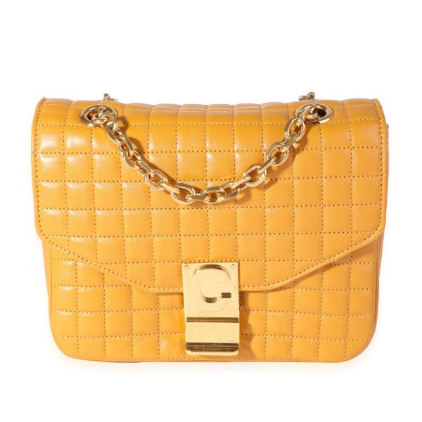 120005 fv Celine Ocre Quilted Calfskin Small C Flap Bag