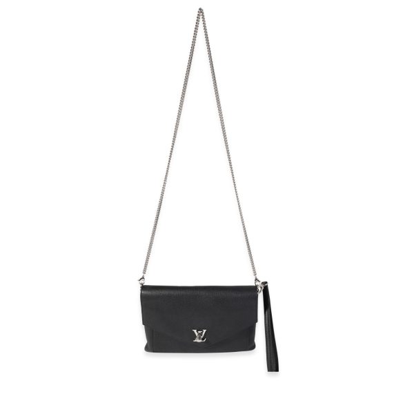 120024 bv 71fe6229 f1c2 49e4 b773 62f17a4a7596 Louis Vuitton Black Calf Leather Lockme Chain Pochette