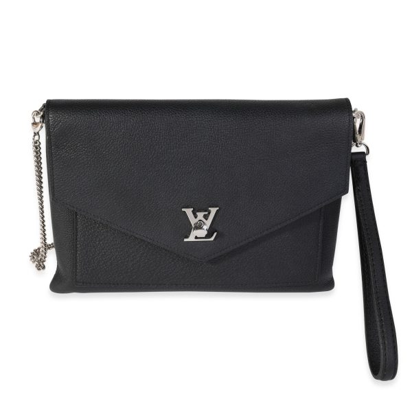 120024 fv e1c24bdc fb10 4974 9448 cb802f4e3e34 Louis Vuitton Black Calf Leather Lockme Chain Pochette