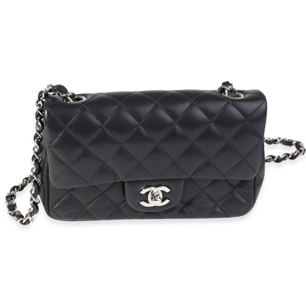 120030 fv Chanel Black Quilted Lambskin Classic Mini Rectangular Flap Bag