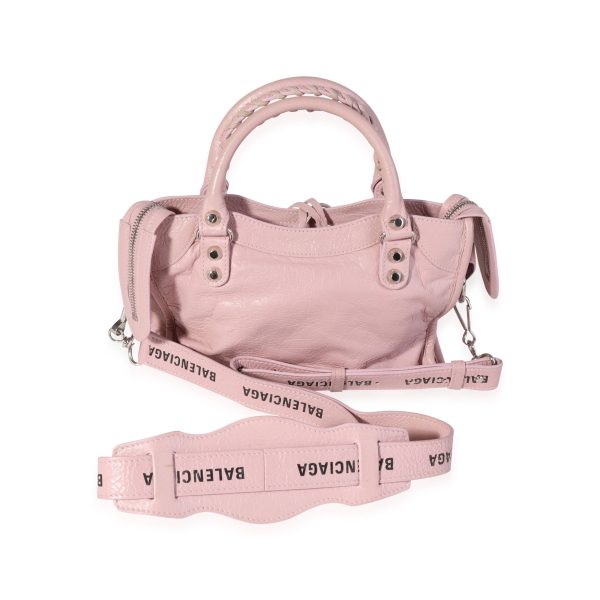 120122 pv Balenciaga Pale Rose Leather Mini City with Logo Strap