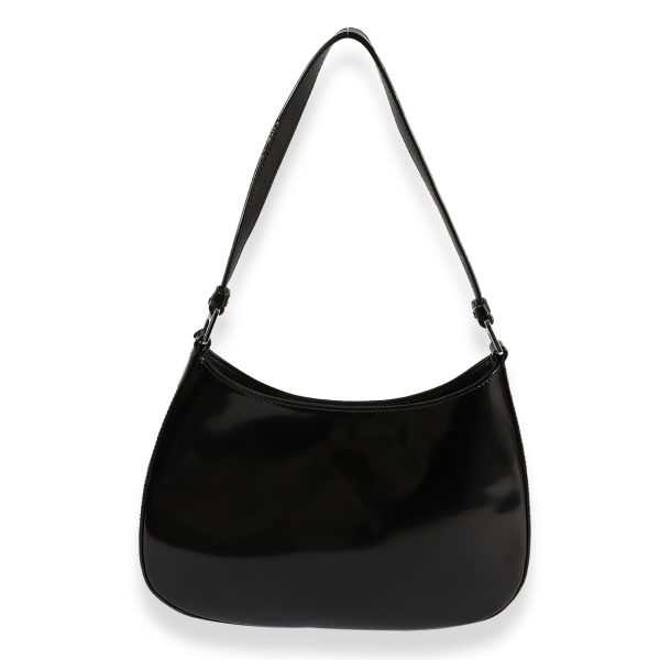 120137 pv Prada Black Brushed Leather Cleo Bag