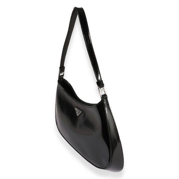 120137 sv Prada Black Brushed Leather Cleo Bag