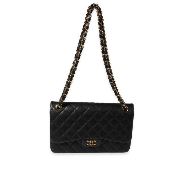 120153 bv Chanel Black Quilted Caviar Jumbo Classic Double Flap Bag