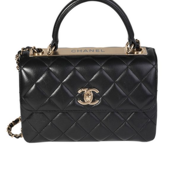 120204 fv Chanel Black Quilted Lambskin Small Trendy Top Handle Flap Bag