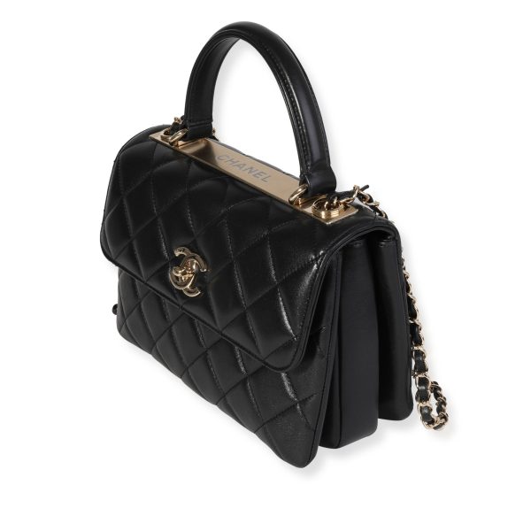 120204 sv Chanel Black Quilted Lambskin Small Trendy Top Handle Flap Bag