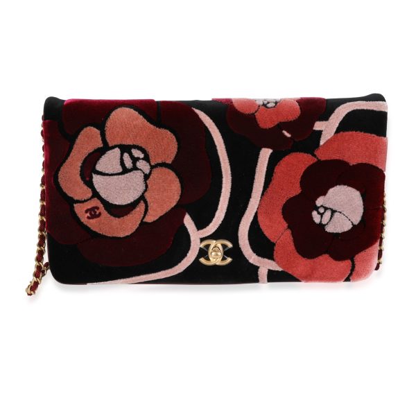 120216 fv Chanel Black Pink Red Velvet Camellia Clutch with Chain