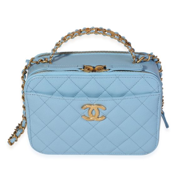 120219 fv Chanel Light Blue Quilted Caviar Chanel Top Handle Vanity Case