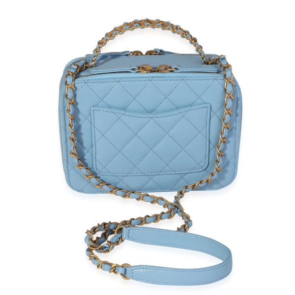 120219 pv Chanel Light Blue Quilted Caviar Chanel Top Handle Vanity Case