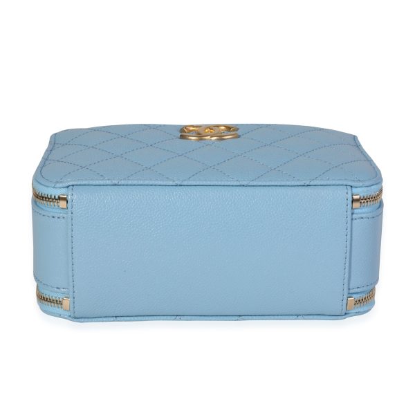 120219 stamp Chanel Light Blue Quilted Caviar Chanel Top Handle Vanity Case