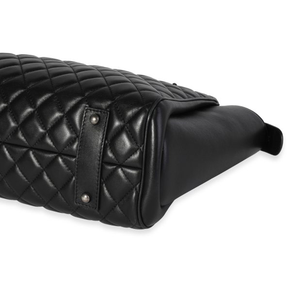 120251 box Chanel Black Quilted Calfskin Paris Cosmopolite Shopping Tote