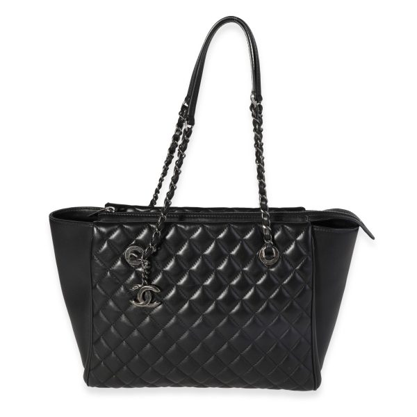 120251 fv Chanel Black Quilted Calfskin Paris Cosmopolite Shopping Tote