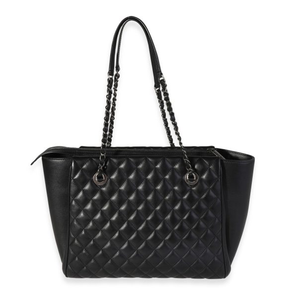 120251 pv Chanel Black Quilted Calfskin Paris Cosmopolite Shopping Tote