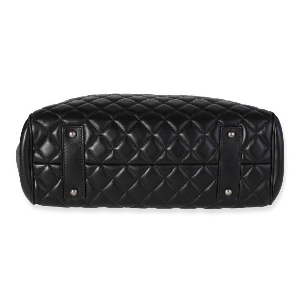 120251 stamp Chanel Black Quilted Calfskin Paris Cosmopolite Shopping Tote