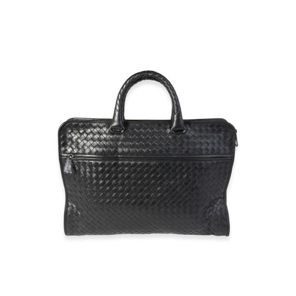 120339 fv Bottega Veneta Black Intrecciato Leather Briefcase Bag