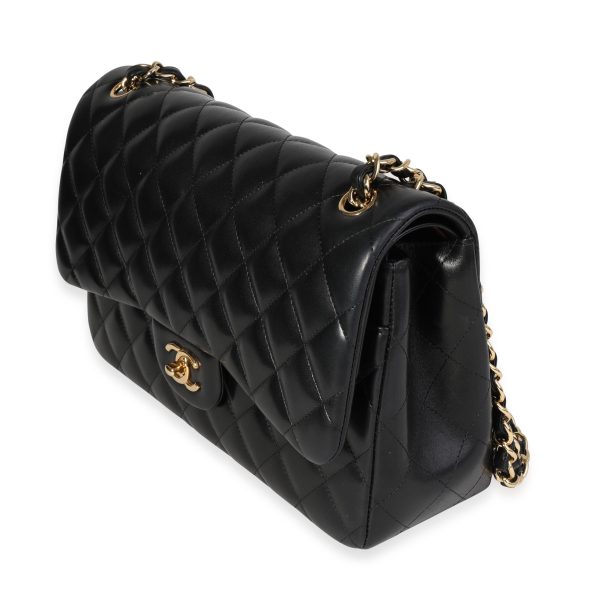 120359 sv e66b1623 a103 4f77 bd68 eb08003a8926 Chanel Black Quilted Lambskin Jumbo Classic Double Flap