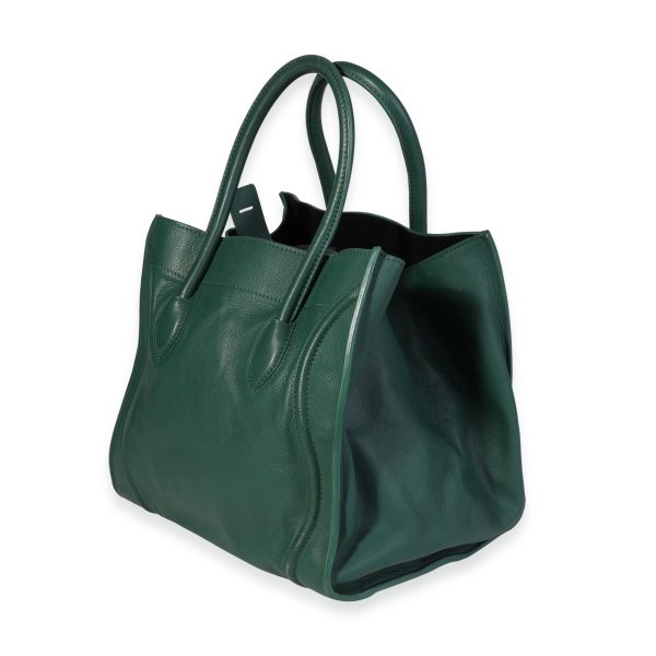 120374 sv 82f9e7dc 6913 4b6d 8dee 15b75049c120 Celine Forest Green Smooth Leather Medium Phantom Luggage Tote