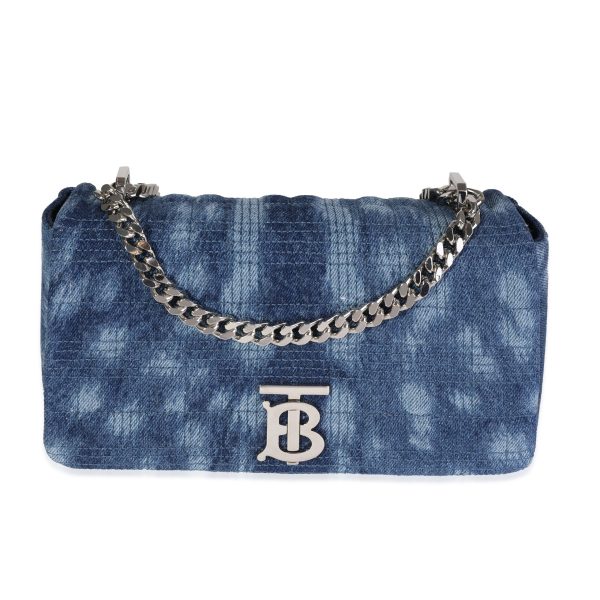 120378 fv Burberry Blue Quilted Denim Small Lola Bag