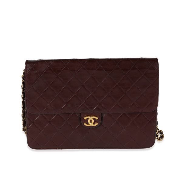 120398 fv Chanel Vintage Burgundy Quilted Lambskin Single Flap Bag