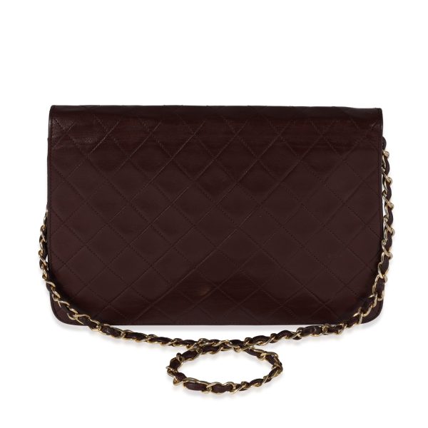 120398 pv Chanel Vintage Burgundy Quilted Lambskin Single Flap Bag