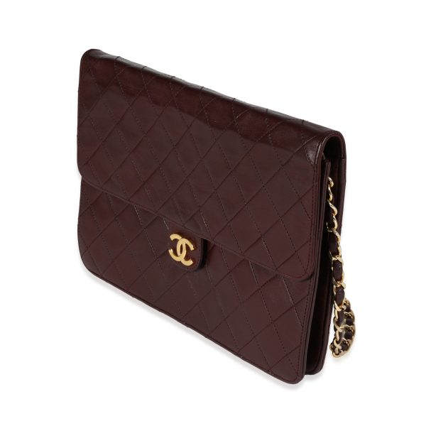 120398 sv Chanel Vintage Burgundy Quilted Lambskin Single Flap Bag