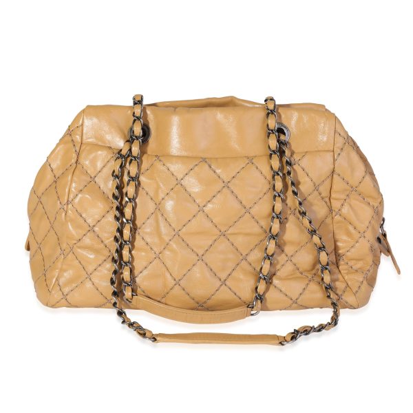 120428 pv Chanel Diamond Stitch Tan Calfskin Bowling Bag