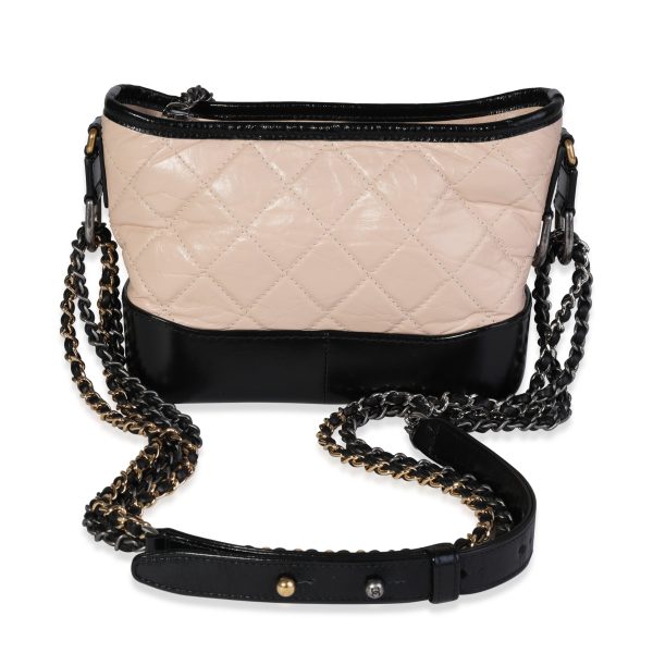 120467 pv 83052872 63d1 4afa bbf2 31d3e1a18b87 Chanel Beige Black Quilted Aged Calfskin Small Gabrielle Hobo