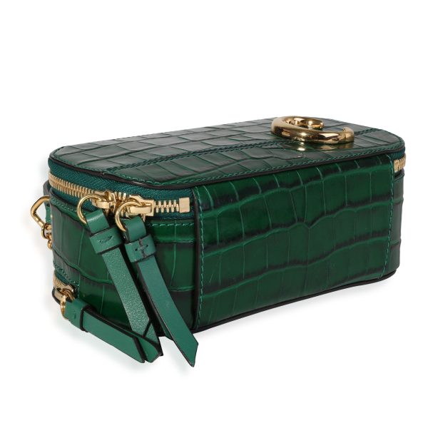 120478 box Chloe Woodsy Green Crocodile Embossed Mini Vanity C Bag