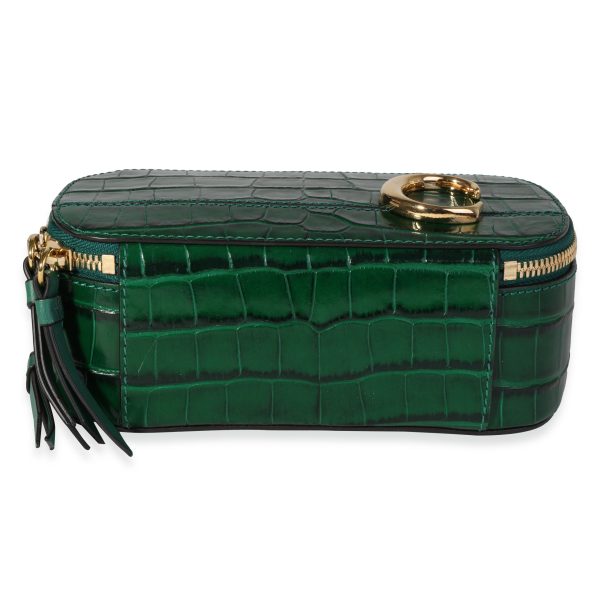 120478 stamp Chloe Woodsy Green Crocodile Embossed Mini Vanity C Bag