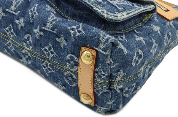 12051109 3 Louis Vuitton Monogram Denim Baggy PM Shoulder Bag Blue