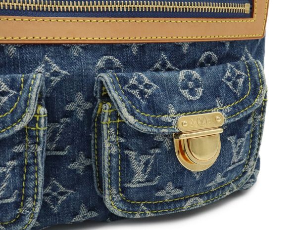 12051109 9 Louis Vuitton Monogram Denim Baggy PM Shoulder Bag Blue