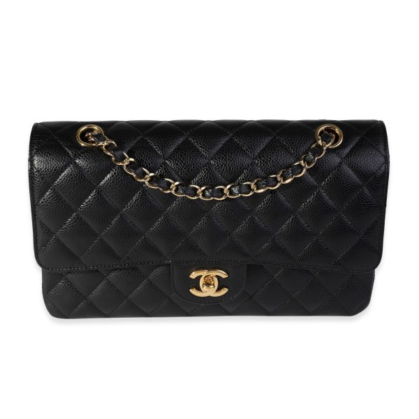 120545 fv Chanel Black Quilted Caviar Medium Classic Double Flap Bag