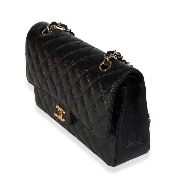 120545 sv Chanel Black Quilted Caviar Medium Classic Double Flap Bag