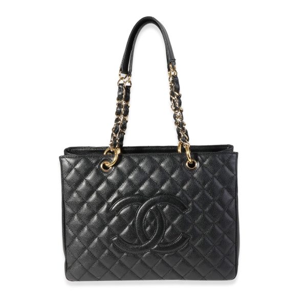 120546 fv Chanel Black Quilted Caviar Grand Shopping Tote