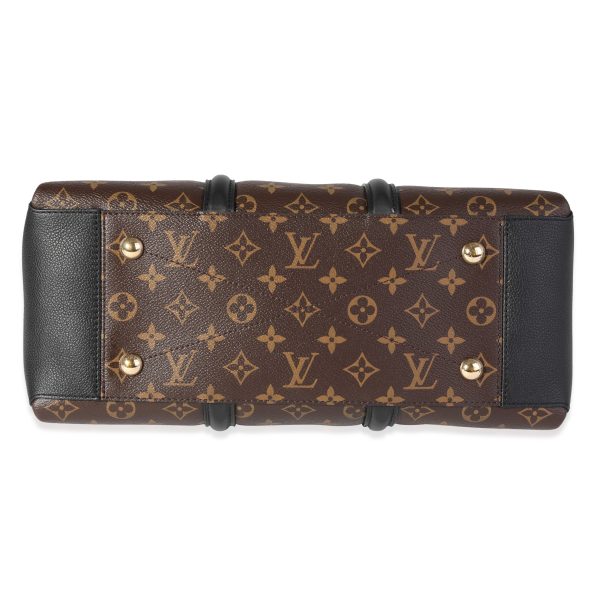 120586 stamp Louis Vuitton Monogram Canvas Black Leather Soufflot MM