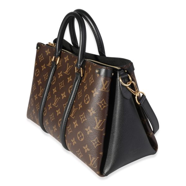 120586 sv Louis Vuitton Monogram Canvas Black Leather Soufflot MM