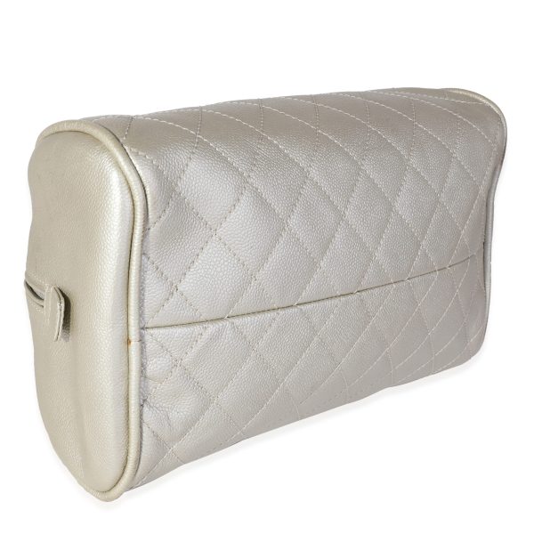 120593 bv Chanel Metallic Quilted Caviar Timeless Bowling Bag