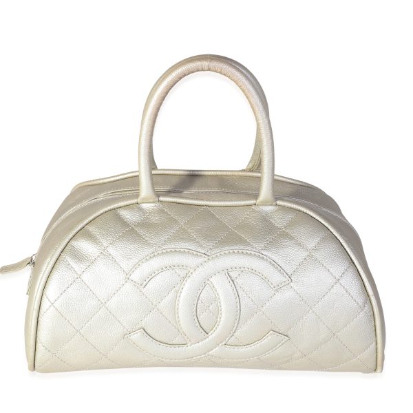 120593 fv Chanel Metallic Quilted Caviar Timeless Bowling Bag