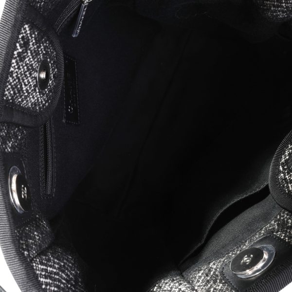 120613 av Chanel Black White Bouclé Mini Deauville Tote