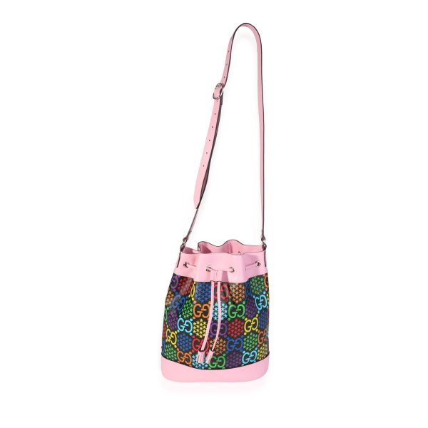 120630 bv Gucci Multicolor Coated Canvas Pink Leather Psychedelic Bucket Bag