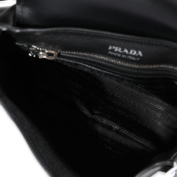 120642 av Prada Black Vitello Daino Soft Leather Shoulder Bag